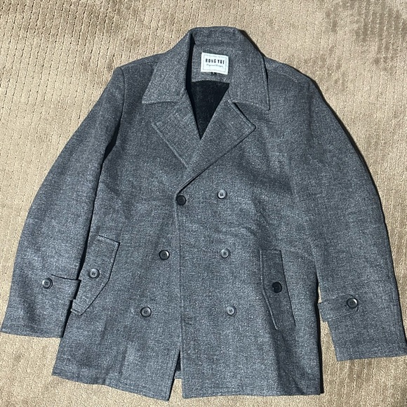 Men’s cross button Pea Coat Large - Picture 2 of 8